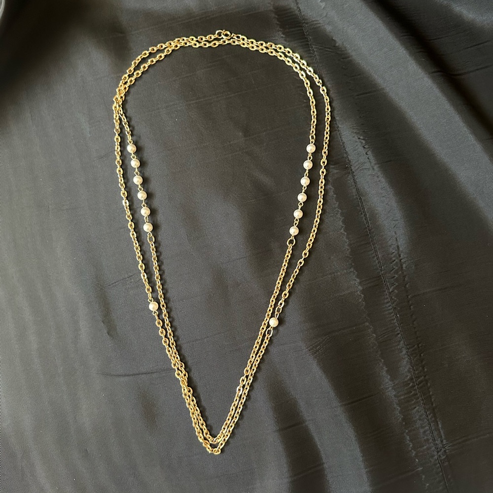 Chain with Faux Pearl Necklace 52 inches